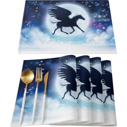Pegasus Moon Cloud Stars Table Mats for Dining Table Kitchen Table Coaster Accessories Modern Home Decor car coaster
