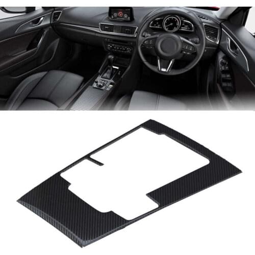 Car Mirror Gear Shift Panel Frame Trim Carbon Fiber Style Replacement for Mazda 3 2019 2020 2021 LHD Stainless Steel