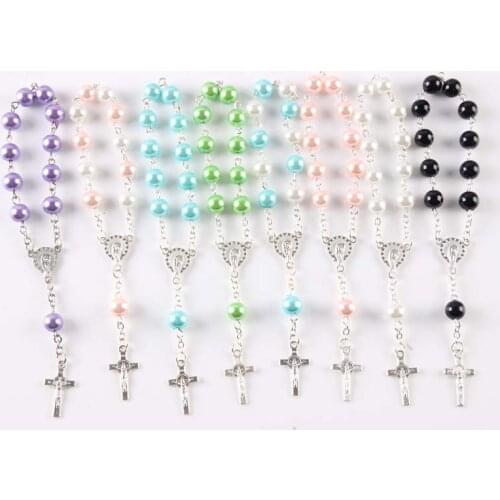 Religious Gifts Multi Colors Plastic Peach Heart Rosary Bracelet Childrens Communion Babys Bastism Favor Decade Mini Rosary