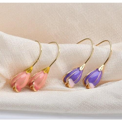 20pcs/lot color handmade alloy drop oil materials flower shape fashion women stud earrings diy jewelry earrings pendants
