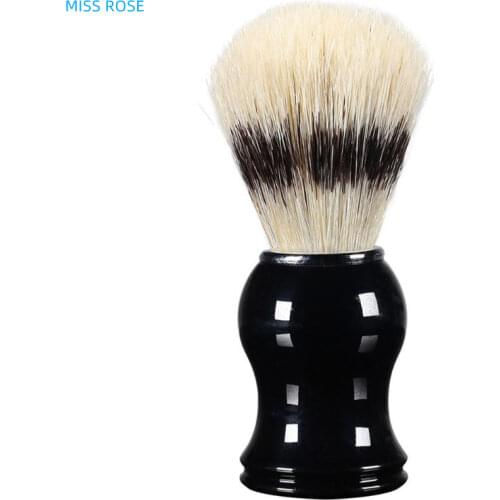 11x3.7cm Men Shaving Brush Boar Bristle Hair Straight Razor Shave Barber Face Cleaning Black Resin Handle Salon Tool Classic