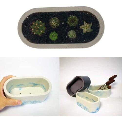 Silicone Oval Flowerpot Mold Cement Pot Diy Succulent Making Mold Manual Clay Craft Cement Silicone Concrete Bottle Mould