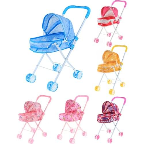 Mini Simulation Foldable Baby Push Cart Pushchair Stroller Pram Kids Pretend Play Furniture Toys