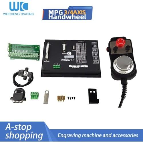 Special offer DDCSV3.1 3/4 Axis 500KHz G-Code Offline CNC Controller + 4 Axis Emergency Stop Electronic Handwheel MPG