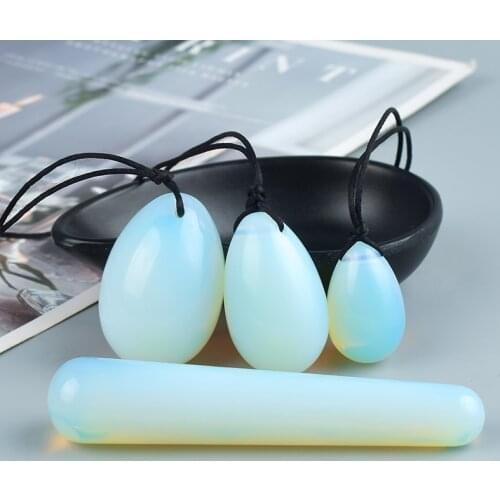 Drilled Opalite Yoni Egg Wand Set Relax Body Massage Kegel Exercise Viginal Ben Wa Ball Pleasure Stick Jade Massager Health Care