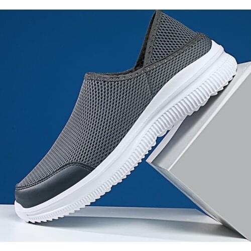 Mens Casual Shoes Summer Fashion Breathable Soft Mesh Loafers Lightweight Outdoor Walking Men Lazy Shoes Large Size 39-48