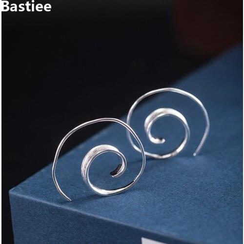 Bastiee Screw Circle 925 Sterling Silver Drop Earrings For Women Accessories Dangle Earring Chinese
