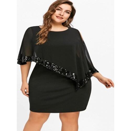 2021 Dress Summer Plus Size Womens Clothing 8 Colors 8 Yards Fashion Trend Casual Irregular Sequin Stitching Diagonal Sleeves