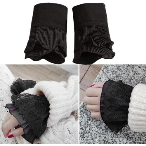 1 Pair Fake Sleeves Womens Sweater Decorative Cuff Lace Wrist Sleeve