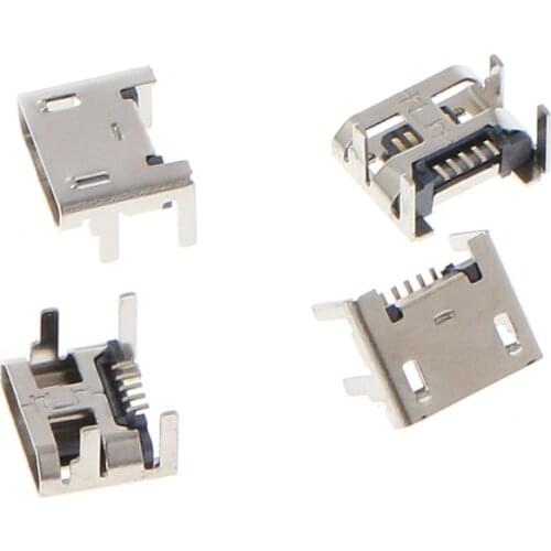 10 Pcs Micro USB Type B 5 Pin Female Socket Connector SMD 4 Legs 90 Degree