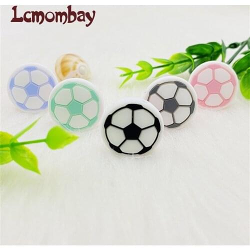 10/pcs Soccer Silicone Beads DIY Football Teething Necklace Beads For Baby Dummy Cartoon Pacifier Toy Accessories