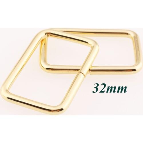 10PCS Gold Rectangle Rings,32mm Square Rectangular Wire Loops rings,bag rings,Webbing Purse Handbag Bag Making Hardware Handbag