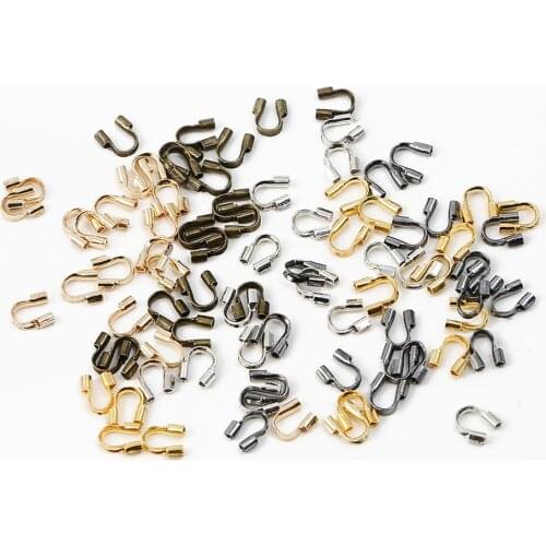 100pcs/lot 4x4mm U Shape Accessories Clasps Connector End Buckles For Jewelry Making Wire Protectors Wire Guard Protector Loops