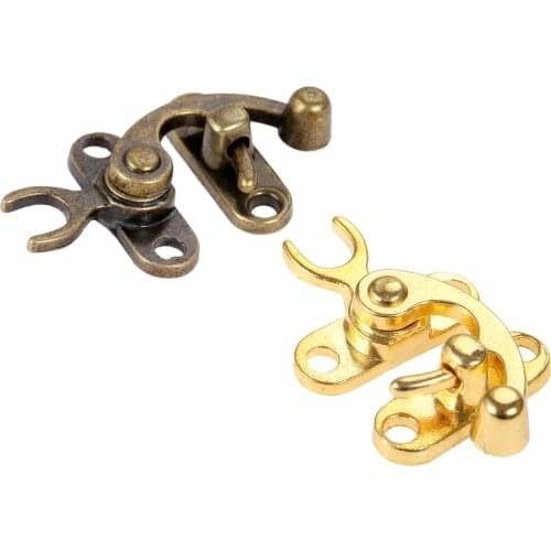 2Pcs Zinc Alloy Furniture Decorative Hasps Jewelry Wooden Box Suitcase Toggle Latch Buckle Antique Toolbox Locked Clasps 29*33mm