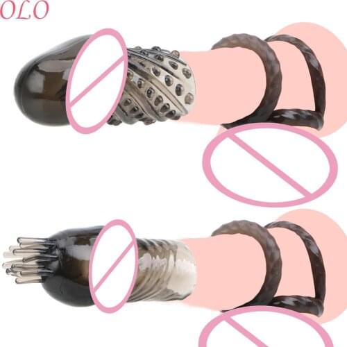 5pcs/set Penis Sleeve Cock Rings Sex Toys for Men Dick Extensions Condom Time Delay Ejaculation Penis Ring Glans Enlarger