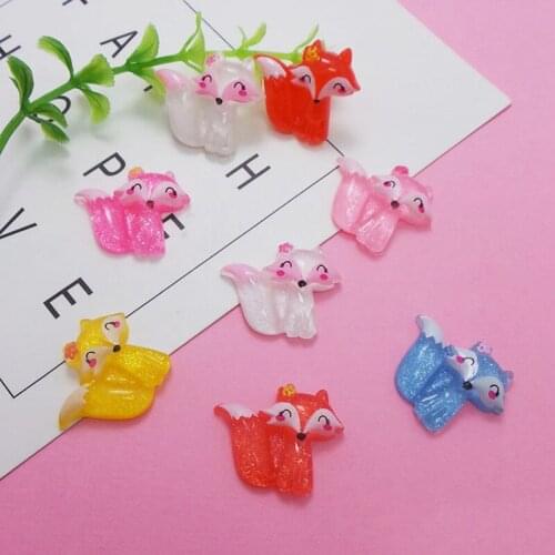 50Pcs Resin Cute Fox Flatback Cabochon Kawaii Animal for Kids Hair Bows Center DIY Embellishments Scrapbooking Phone Decoration