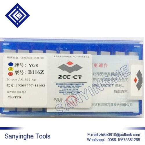 Free shipping high quality 20pcs/lots B116Z YG6 / YG8 / YW1 / YW2 / YT5 / YT14 / YT15 carbide welding inserts brazed insert