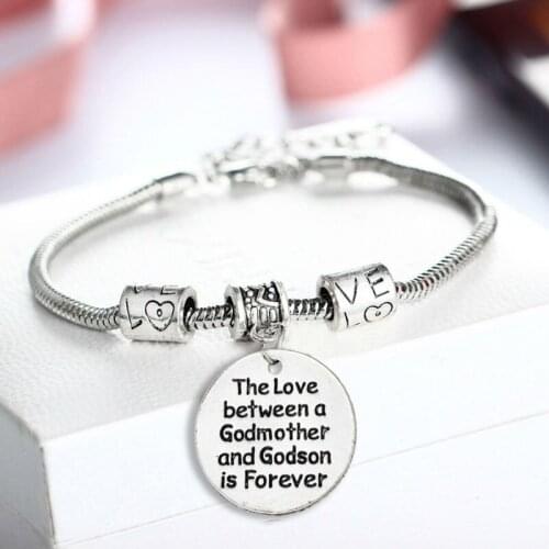 Bespmosp Love Between Godmother And Godson Hand Stamped Vintage Bracelet Bohemian Engraved Bangle Family Female Party Jewelry