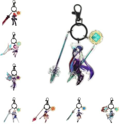 Genshin Impact Keychain Xiao Klee Model Acrylic Kawaii Key Chain Key Ring New Anime Game Figure Peripherals Birthday Gift