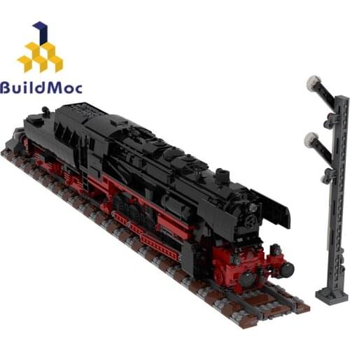 Buildmoc City Train German Class 52.80 "Reko" Steam Locomotive Technical Industry Vapour Train Building Blocks Toys For children