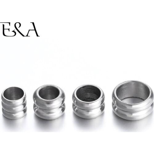 Stainless Steel Spacer Beads Large Hole Slider 8mm 5mm Charms Leather Bracelet Jewelry Making DIY Supplies Accessories Findings