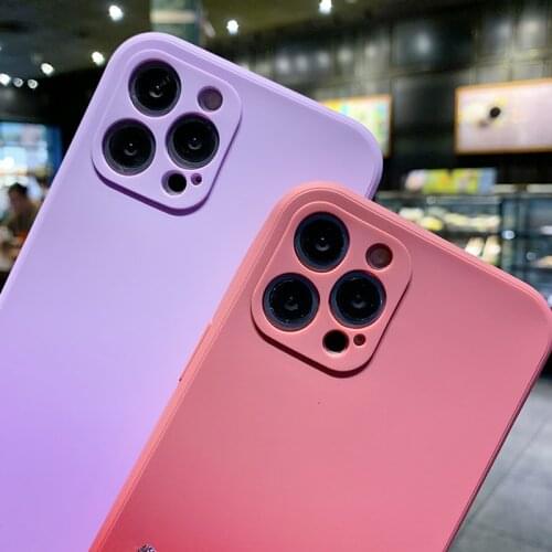 Gradient Colorful Phone Case For iPhone 12 11 Pro Max XR XS Max X 7 8 Plus 12 mini se Original Liquid Silicone Phone Soft Cover