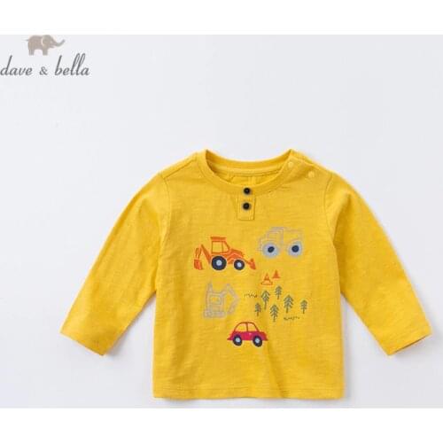 DBA14645 dave bella autumn baby boys handsome cartoon print T-shirt children tops boys fashion kids fashion tees