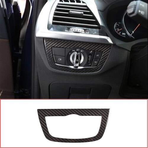 For 2018-2021 BMW X3/X4 G01 G02 center console real carbon fiber headlight switch decorative frame interior accessories