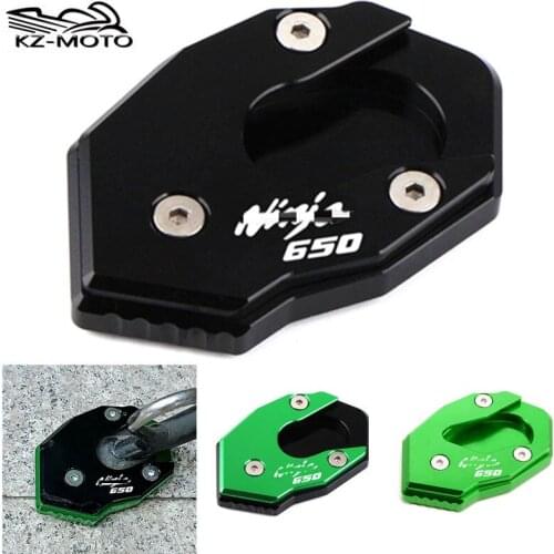 For KAWASAKI NINJA650 Ninja 650 2017 2018 2019 Motorcycle CNC Aluminum Kickstand Side Stand Enlarge Extension Pad Ninja 650 LOGO