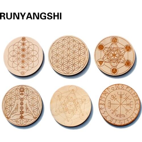 FOR Natural Crystal 7 Chakra Reiki Luky Crystal Sphere Beads Seven Star Array Base Handmade Wooden Pedestal Coaster Home Decor