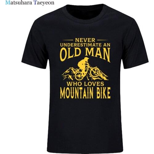 Never Underestimate An Old Man with A Mountain Bike T-Shirt Boy Pure Cotton Short Sleeve T Shirt for Men Designer Streetwear Tee