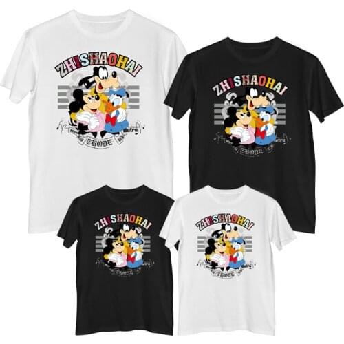 Disney Mickey Mouse Goofy T-shirt Summer Comfortable 100% cotton Fashion T-shirts women short sleeve childrens clothing girls
