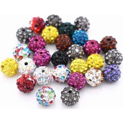 20pcs/lot 8/10/12mm Mixed Colors Clay Crystal Ball Beads Disco Ball Spacer Beads DIYJewelry Accessories