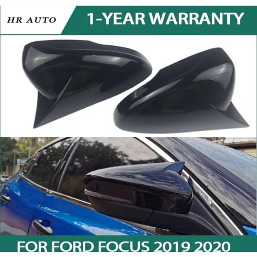 Paste Gloss black rearview side exterior mirror Cover fit for Ford Focus 2019-2020 MK4 Carbon Fiber look caps Car 3M Style