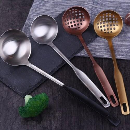 Hot Pot Strainer Filter Skimmer Kitchen Cooking Tool Stainless Steel Long Handle Gold Soup Ladle&Slotted Colander Spoon