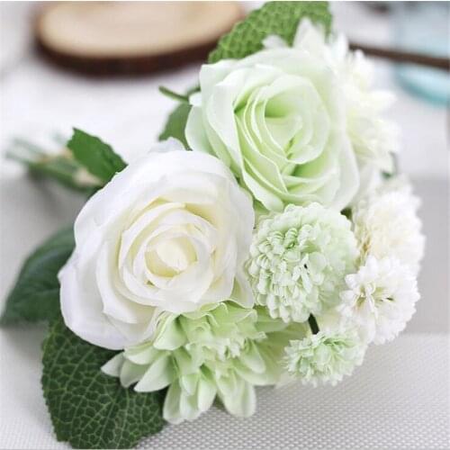High Quality fleurs artificiel 10 heads/bouquet Roses Dahlias Artificial Flowers fake flowers Wedding Home Party Decoration