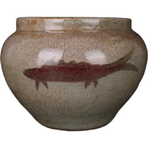 Collection of antique ornaments of open glazed fish shaped jar porcelain in Guangxu period of Qing Dynasty