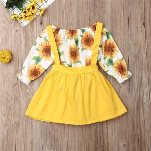 0-3 Years Baby Girls Clothes Set Sunflower Print Baby Rompers Set White Yellow Sleeveless Strap Dress Girls Suit Infant Outfits