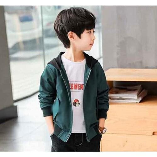 Kids Boys Fashion Letter Design Coats Warm Hooded Spring Autumn Short Style Casual Jackets Outerwear Age For 3 4 5 6 8 10 Yrs