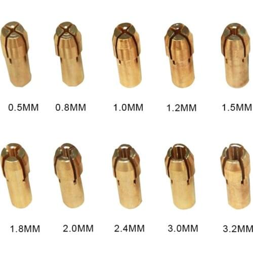 Brass Collet Chuck 4.3mm Shank 0.5/0.8/1.0/1.2/1.6/1.8/2.0/2.2/2.4/3.0/3.2mm Rotary Tool Accessories Drill Collet Chuck