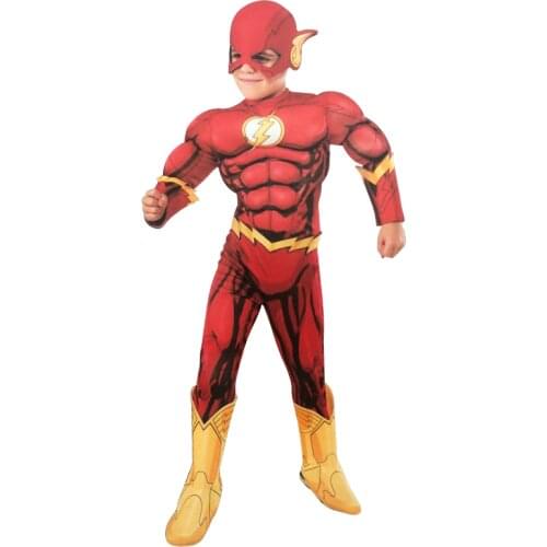 The Flash Muscle Superhero Fancy Dress Kids Fantasy Comics Movie Carnival Party Halloween Flashman Cosplay Costumes