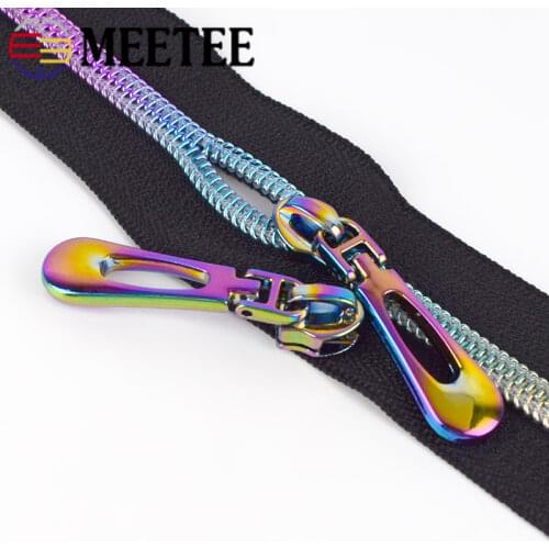 Meetee 1M Zipper+2pcs Slider 5# Color Zipper Slider Coded Crop Nylon Zips Head for Luggage Garment Zip DIY Home Sewing Accessory
