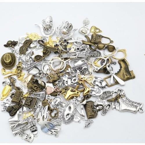 Hot sale metal clothing mixed pendant antique bronze bracelet necklace handmade jewelry making wholesale DIY accessories