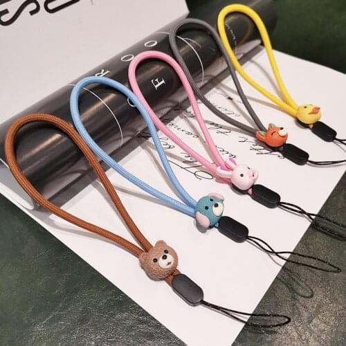 Cute Animals Short Braid Phone Lanyard Bunny Bear Wrist Strap for iphone huawei redmi xiaomi Samsung Camera GoPro String Holders