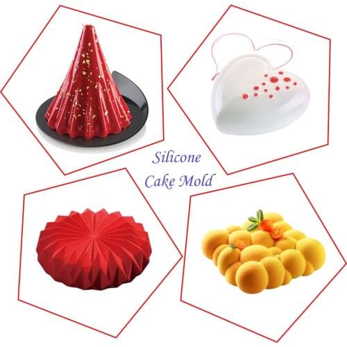 New Silicone Cake Mold Nonstick Heat Resistant Reusable Baking Tools Tray DIY Round Mousse Mould Heart And Moon Shape Cake Mould
