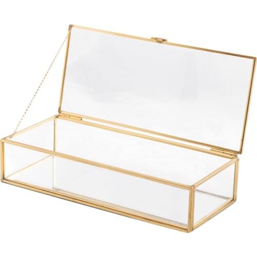 Nordic Vintage Trinket Glass Box Holder Modern Design Jewelry Organizer+lid Skin care product storage box