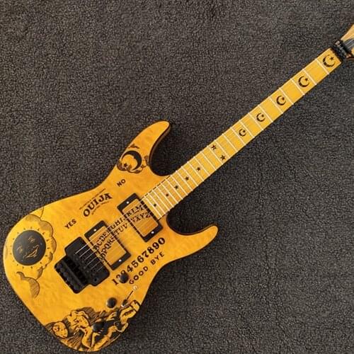 Custom Yellow guitar black hardware Kirk Hammett Ouija beautiful Electric Guitar,customized!PayPal available!es-4