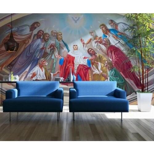 Religious oil painting background wall 3D decorative wallpaper murals