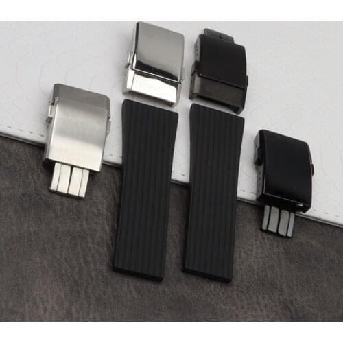 24mm Top Luxury Brand Black nature soft Silicone Rubber Watch band Bracelet For navitimer/avenger/Breitling strap with logo