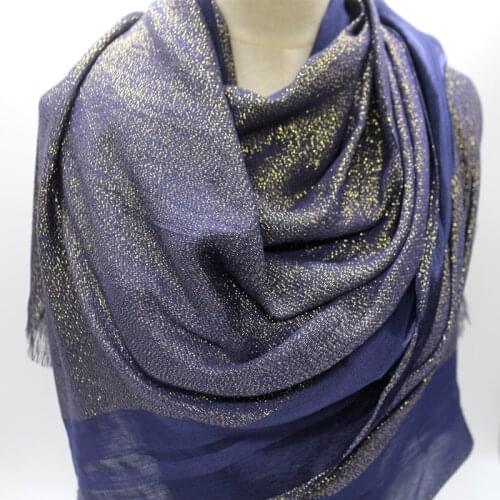 High quality fashion gold thread solid fringed scarf women shimmer plain wraps shawl viscose muslim arab Muslim hijabs 50pcs/lot